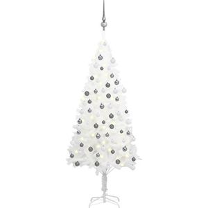 vidaXL Kunstkerstboom - Wit - 120 cm - Met Verlichting en Kerstballen