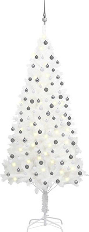 Künstlicher Weihnachtsbaum mit Beleuchtung & Kugeln Weiß 210 cm Vidaxl