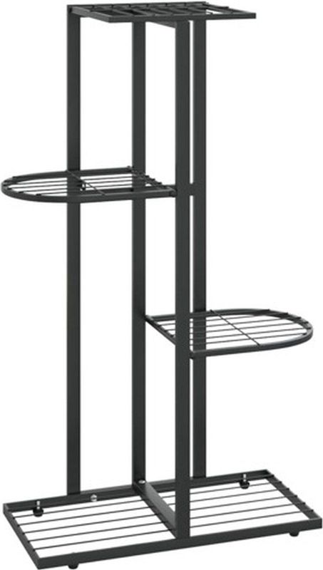 vidaXL Blumenständer 4-Etagen 43x22x76 cm Schwarz Metall