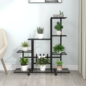 Blumenständer auf Rollen 94,5x25x92,5 cm Schwarz Metall Vidaxl
