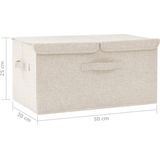 vidaXL - Opbergbox - Crèmekleurig - Stof - Inklapbaar - 2 Vakken