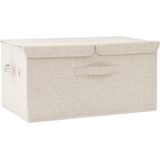 vidaXL - Opbergbox - Crèmekleurig - Stof - Inklapbaar - 2 Vakken