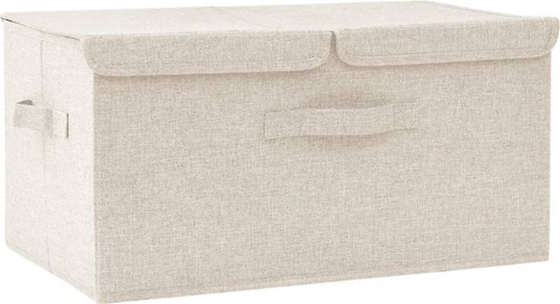 vidaXL - Opbergbox - Crèmekleurig - Stof - Inklapbaar - 2 Vakken
