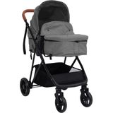 vidaXL - Kinderwagen - 3-in-1 - staal - lichtgrijs - en - zwart