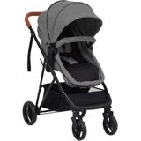 vidaXL - Kinderwagen - 3-in-1 - staal - lichtgrijs - en - zwart