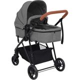 vidaXL - Kinderwagen - 3-in-1 - staal - lichtgrijs - en - zwart