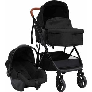 vidaXL-Kinderwagen-3-in-1-staal-antracietkleurig-en-zwart