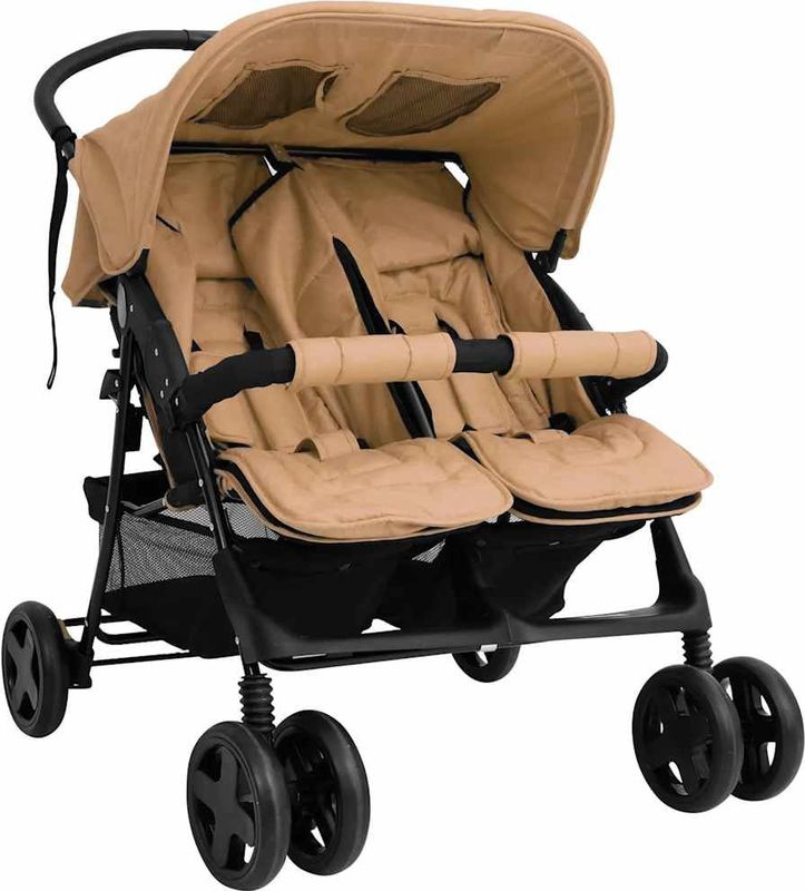 vidaXL-Tweelingkinderwagen-staal-taupe