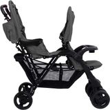 vidaXL Tweelingkinderwagen - Staal - Donkergrijs - Inklapbaar Ontwerp