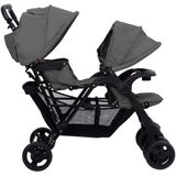 vidaXL Tweelingkinderwagen - Staal - Donkergrijs - Inklapbaar Ontwerp