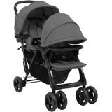 vidaXL Tweelingkinderwagen - Staal - Donkergrijs - Inklapbaar Ontwerp