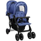 vidaXL Tweelingkinderwagen tandem staal marineblauw