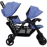 vidaXL Tweelingkinderwagen tandem staal marineblauw