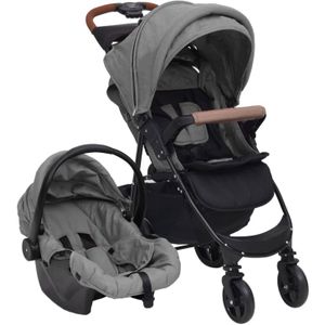 vidaXL Kinderwagen 3-in-1 - Lichtgrijs - Staal