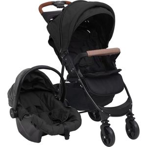 vidaXL Kinderwagen 3-in-1 - Antraciet - Staal en Linnen
