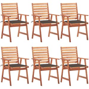 vidaXL Garten-Essstühle 6 Stk. mit Kissen Massivholz Akazie