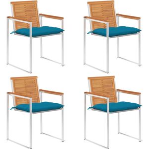 vidaXL - Tuinstoelen - Lichtblauw Kussen - Massief Acaciahout