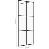 vidaXL Inloopdouchewand 80x195 cm ESG-glas transparant en zwart