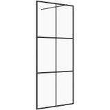 vidaXL Inloopdouchewand 80x195 cm ESG-glas transparant en zwart