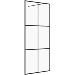 vidaXL Inloopdouchewand 80x195 cm ESG-glas transparant en zwart