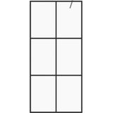 vidaXL - Inloopdouchewand - 90x195 - cm - ESG-glas - transparant - en - zwart