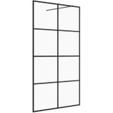 vidaXL Inloopdouchewand 90x195 cm ESG-glas transparant en zwart