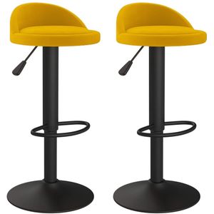 vidaXL Barkrukken 2 st fluweel geel - 333608