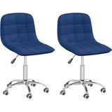 VidaXL Eetkamerstoelen 2 st. Draaibaar Stof Blauw