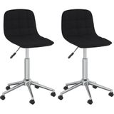 VidaXL Draaibare Eetkamerstoelen 2 st. Stof Zwart