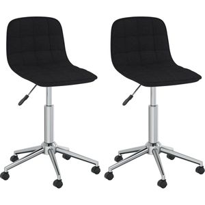 VidaXL Draaibare Eetkamerstoelen 2 st. Stof Zwart