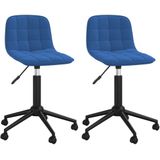 vidaXL Eetkamerstoelen draaibaar 2 st fluweel blauw