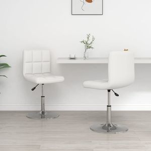vidaXL Eetkamerstoelen - Wit - Kunstleer - 2 Stuks - Verchroomde Basis