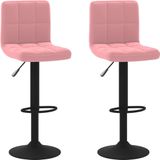 vidaXL Barkrukken 2 st fluweel roze