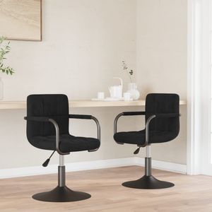 vidaXL - Eetkamerstoelen - draaibaar - 2 - st - fluweel - zwart