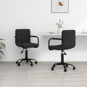 vidaXL - Eetkamerstoelen Draaibaar - Fluweel Zwart - 2 Stuks
