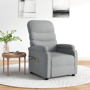 vidaXL Massagestoel elektrisch stof lichtgrijs