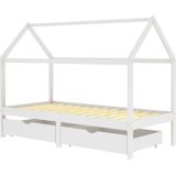 vidaXL Kinderbedframe met lades massief grenenhout 90x200 cm wit