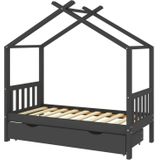 VidaXL Kinderbedframe met Lade Grenenhout Donkergrijs 80x160 cm