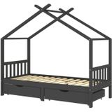 VidaXL Kinderbedframe met Lades Grenenhout Donkergrijs 90x200 cm