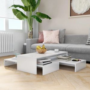 vidaXL - Salontafelset - Hoogglans Wit - Hoogwaardig Hout - 100x100x26,5 cm