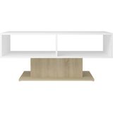 VidaXL Salontafel 103,5x50x44,5 cm Spaanplaat Wit en Sonoma Eiken