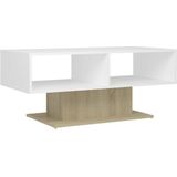 VidaXL Salontafel 103,5x50x44,5 cm Spaanplaat Wit en Sonoma Eiken