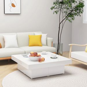 vidaXL - Salontafel - Hoogglans Wit - Bewerkt Hout - 90x90x28 cm