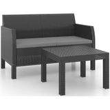 VidaXL 2-delige Loungeset met Kussens PP Rattan Antracietkleurig