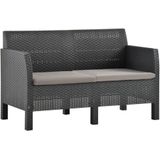 VidaXL 2-delige Loungeset met Kussens PP Rattan Antracietkleurig