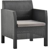 vidaXL 3-tlg. Garten-Lounge-Set mit Kissen PP Rattan Anthrazit