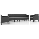 VidaXL 3-delige Loungeset met Kussens - PP Rattan Antracietkleurig