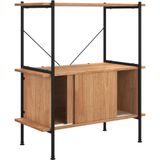 VidaXL Opbergrek 3-Laags met Kast 80x40x92 cm - Staal en Bewerkt Hout