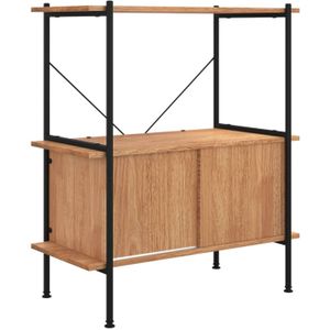 VidaXL Opbergrek 3-Laags met Kast 80x40x92 cm - Staal en Bewerkt Hout