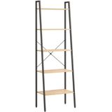 VidaXL Ladderrek met 5 Schappen 56x35x174 cm Lichtbruin/Zwart